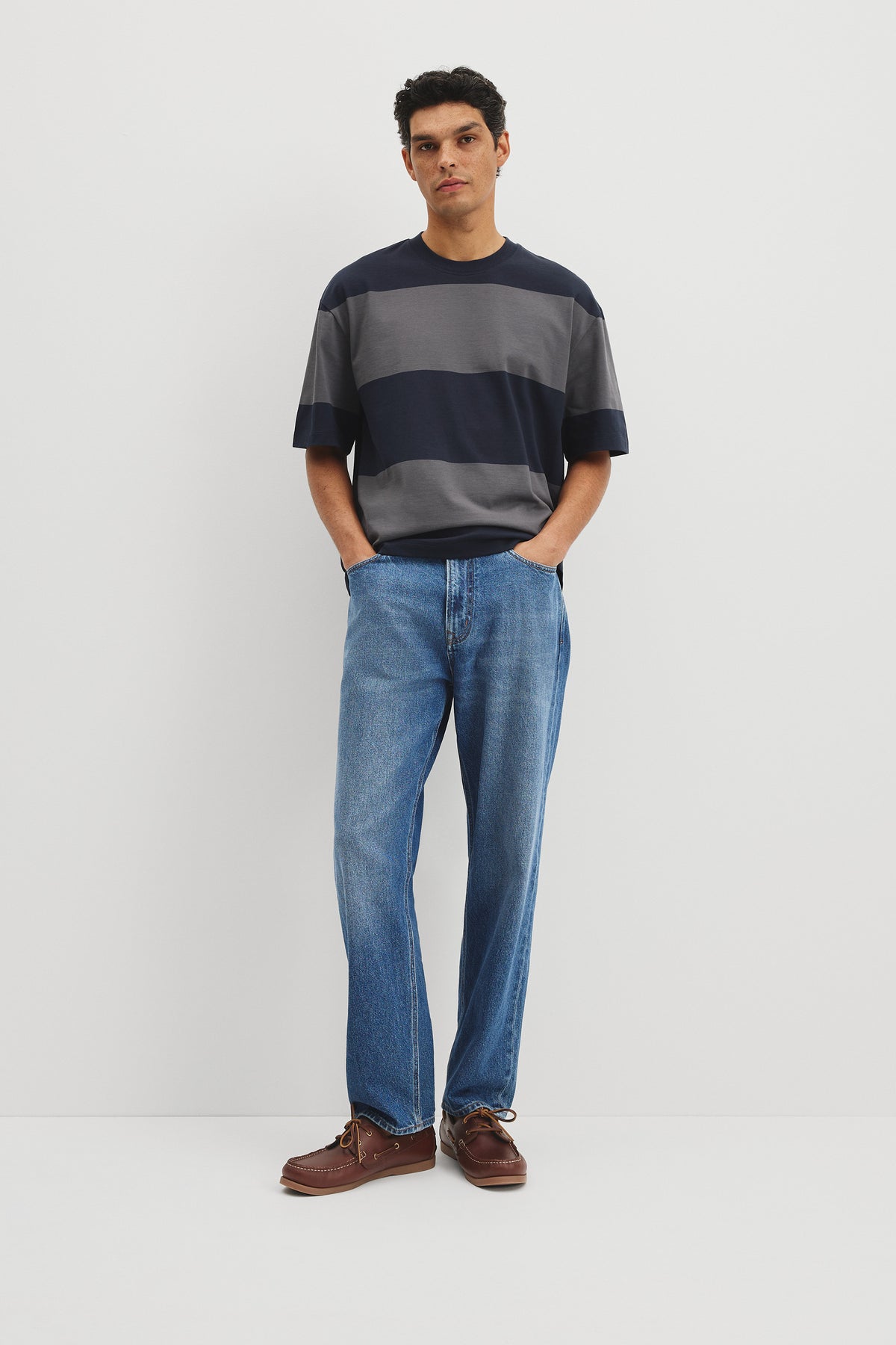 Short Sleeve Boxy Logo Stripe T-Shirt