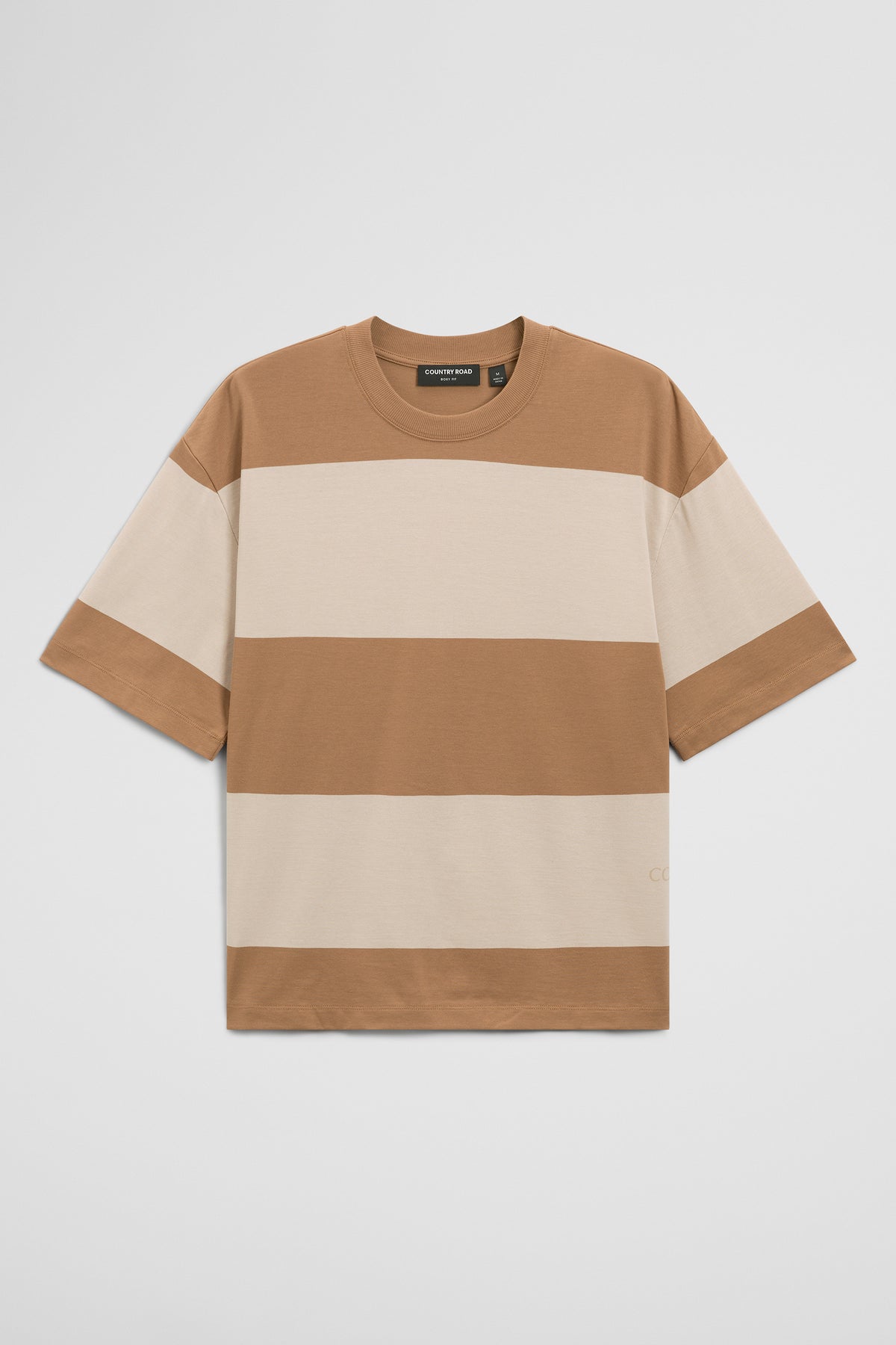 Short Sleeve Boxy Logo Stripe T-Shirt