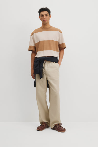 Short Sleeve Boxy Logo Stripe T-Shirt