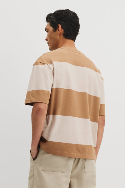 Short Sleeve Boxy Logo Stripe T-Shirt