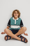 Teen Australian Cotton Short Sleeve Panel Logo Polo