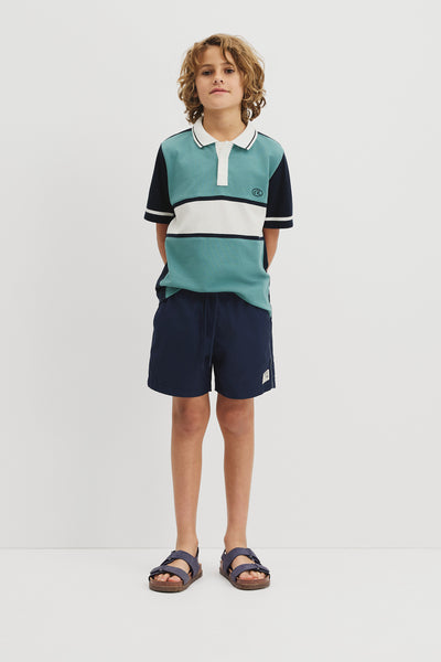 Teen Australian Cotton Short Sleeve Panel Logo Polo