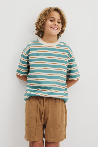 Teen Australian Cotton Relaxed Stripe Short Sleeve T-Shirt
