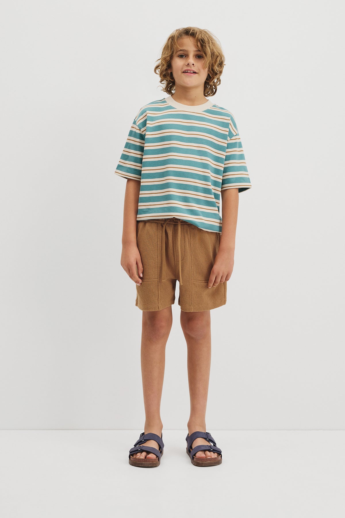 Teen Australian Cotton Relaxed Stripe Short Sleeve T-Shirt