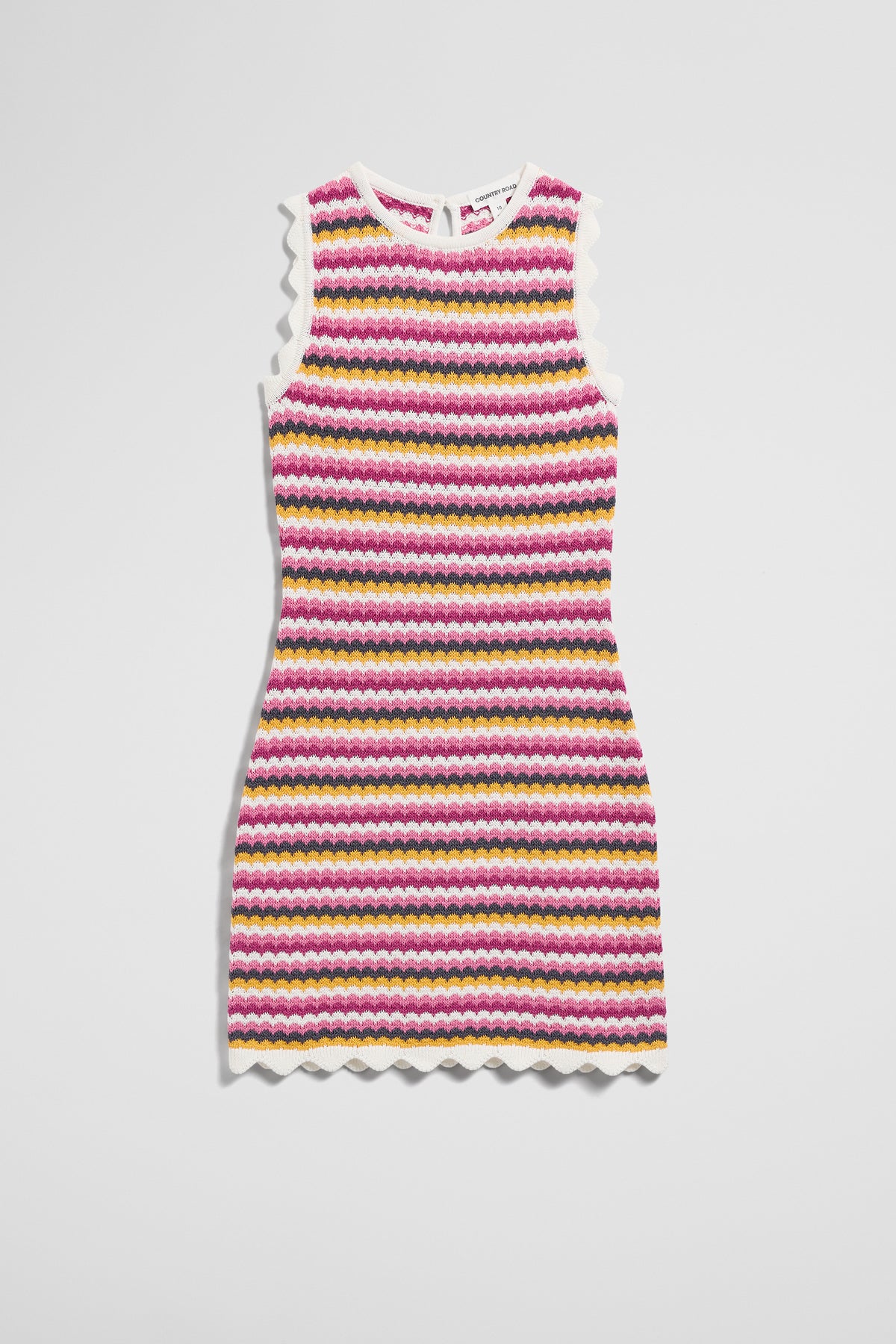 Teen Australian Cotton Sleeveless Stripe Crochet Dress