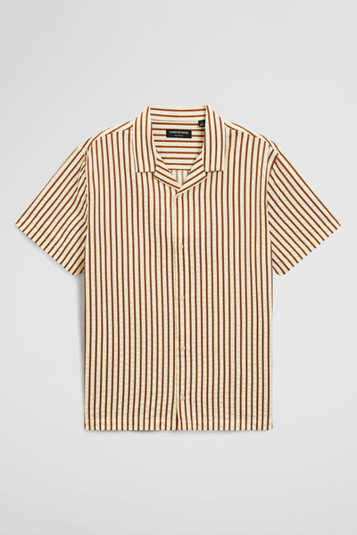 Short Sleeve Seersucker Cuban Shirt