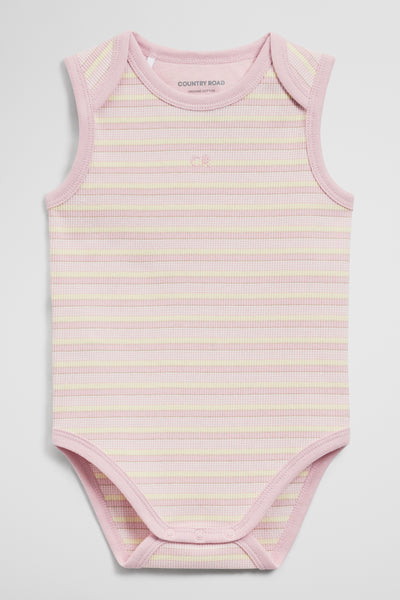 Organically Grown Cotton Blend Sleeveless Rib Bodysuit