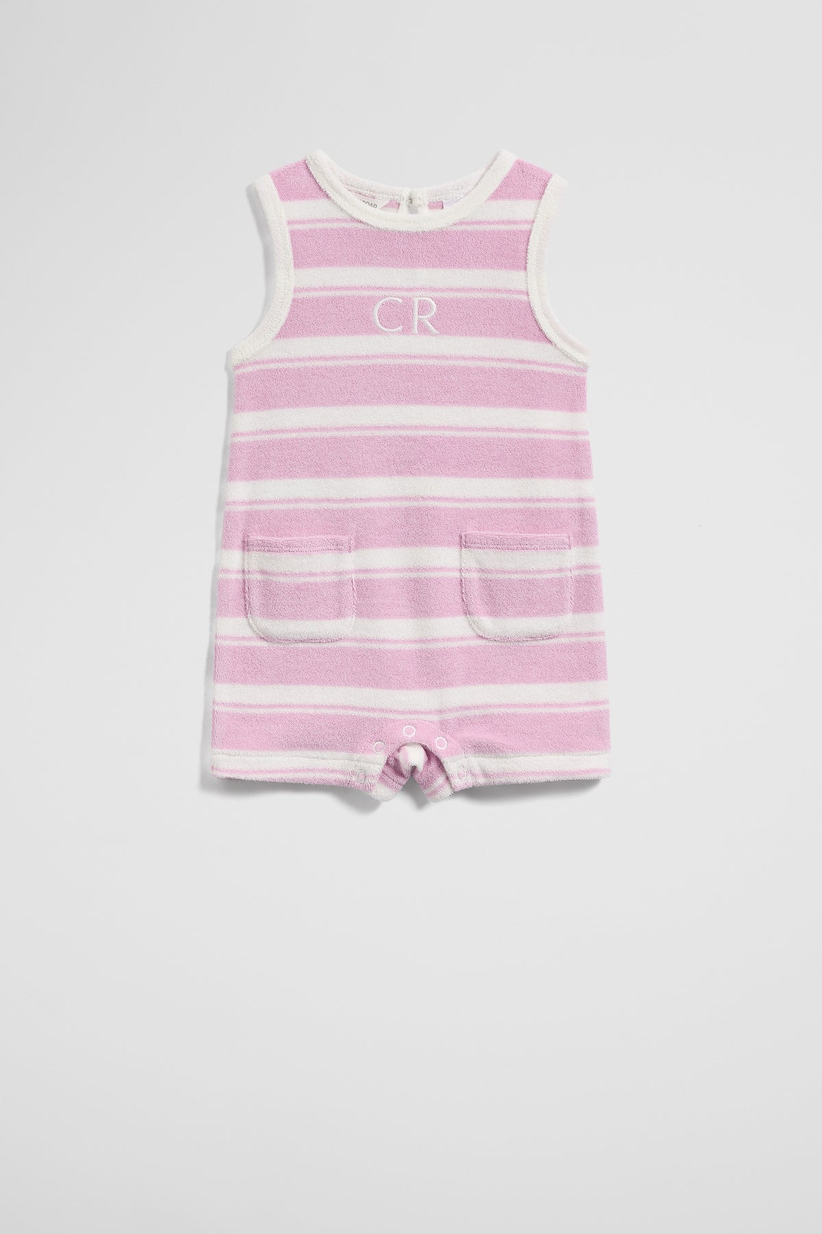 Australian Cotton Sleeveless Stripe Terry Romper