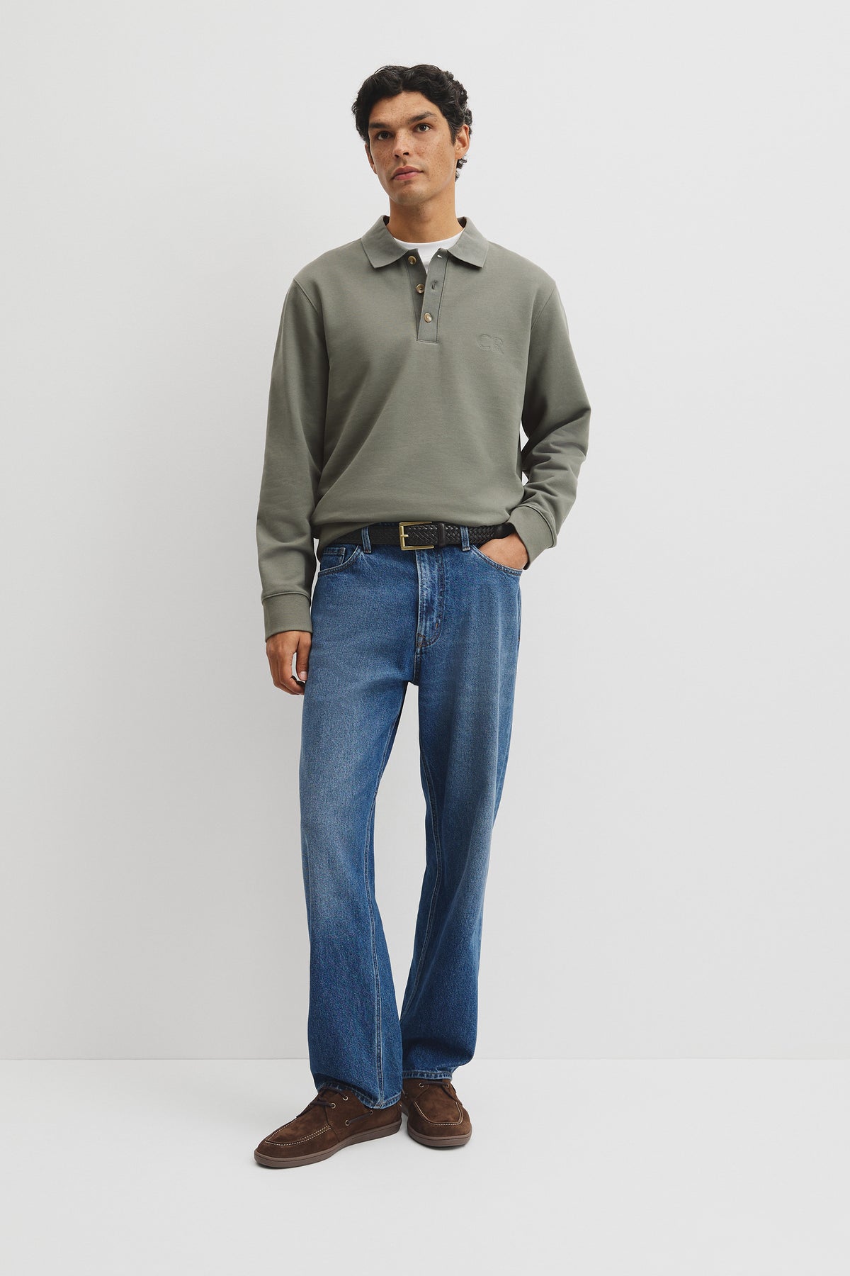 Long Sleeve Button Collar Sweat