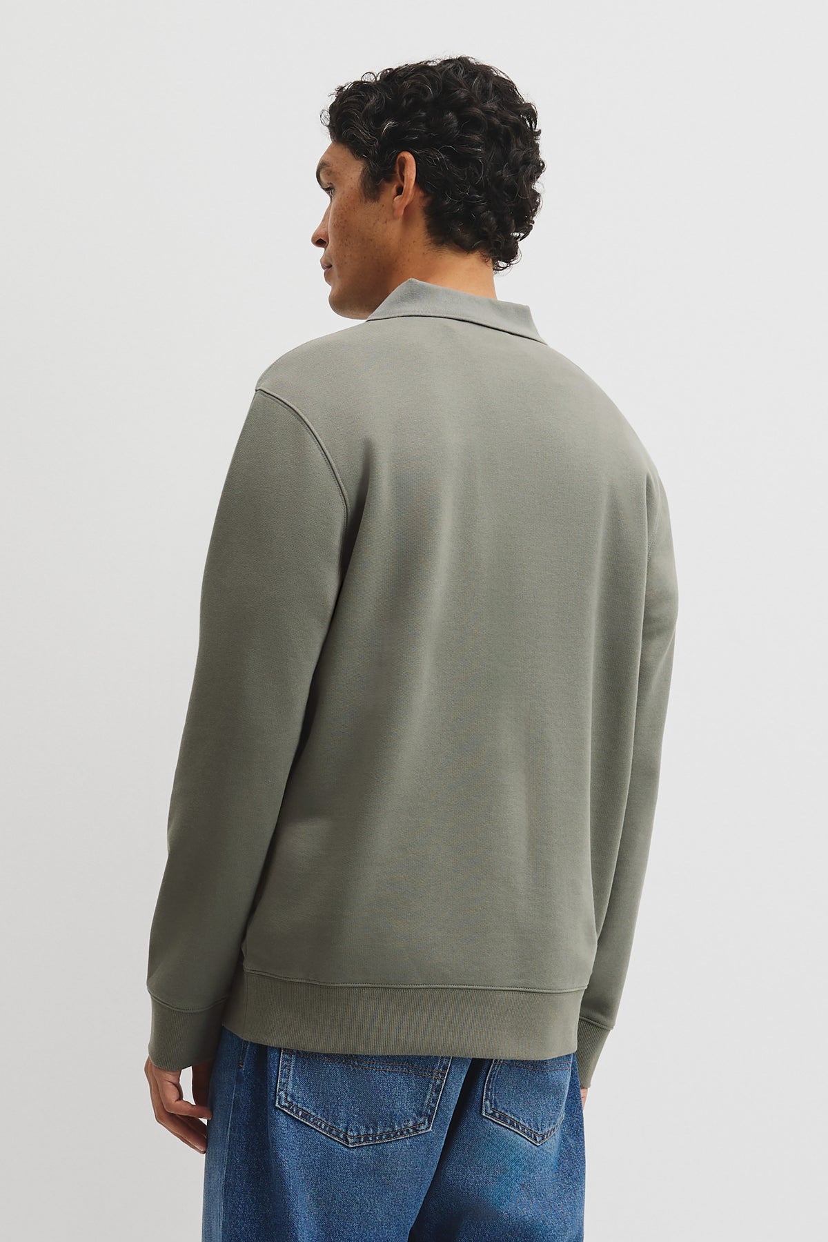 Long Sleeve Button Collar Sweat