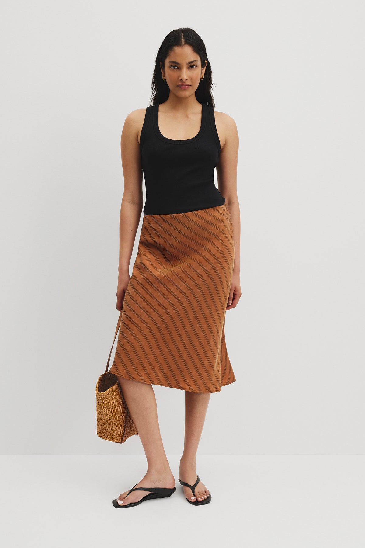 Bias Stripe Cupro Skirt