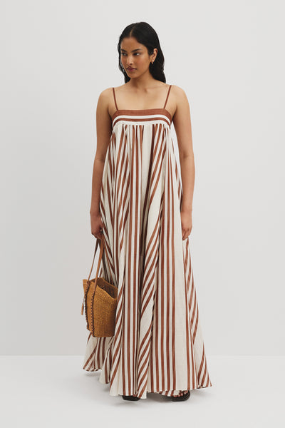 Striped Voile Maxi Dress