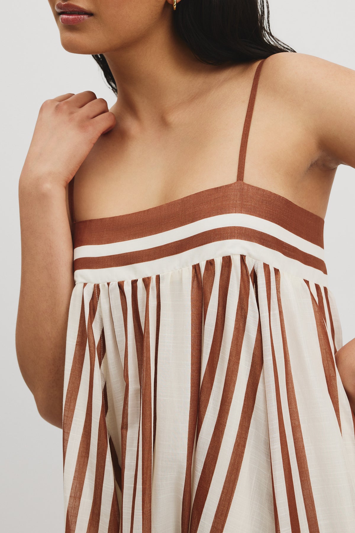 Striped Voile Maxi Dress