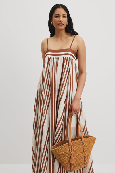 Striped Voile Maxi Dress