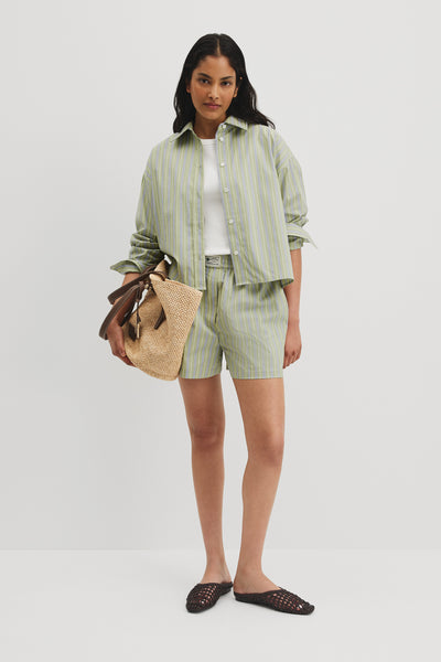 Organically Grown Cotton Stripe Boxy Shirt