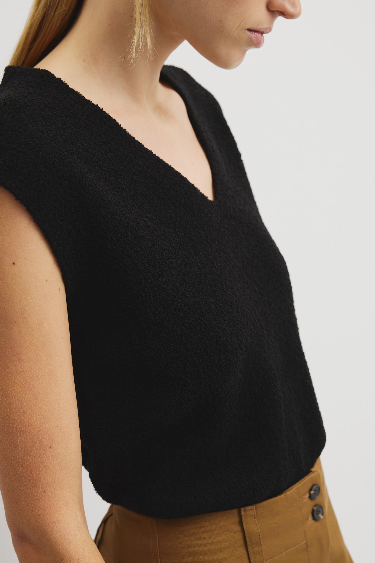 Australian Cotton Blend Compact Boucle Vest