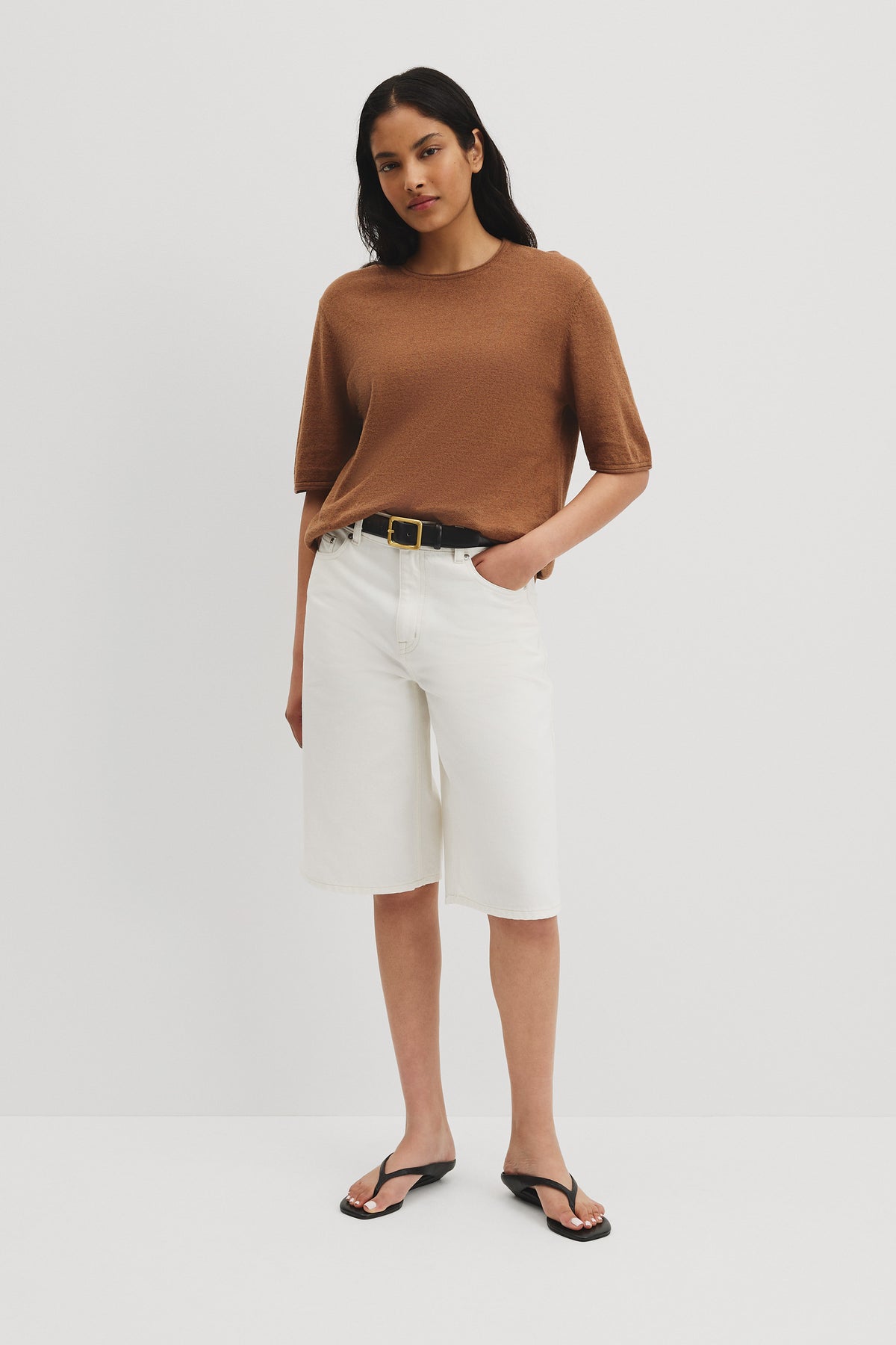 Australian Cotton Linen Blend Fine Knit T-Shirt