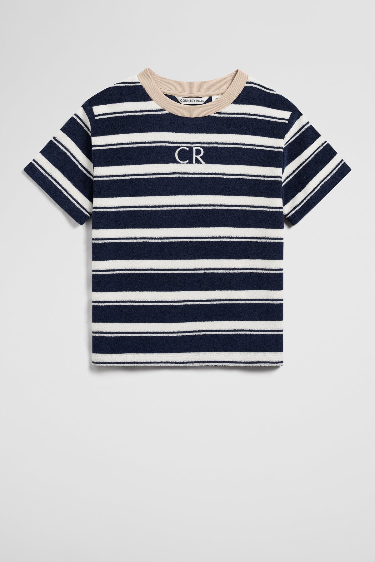 Australian Cotton Relaxed Fit Stripe Terry T-Shirt