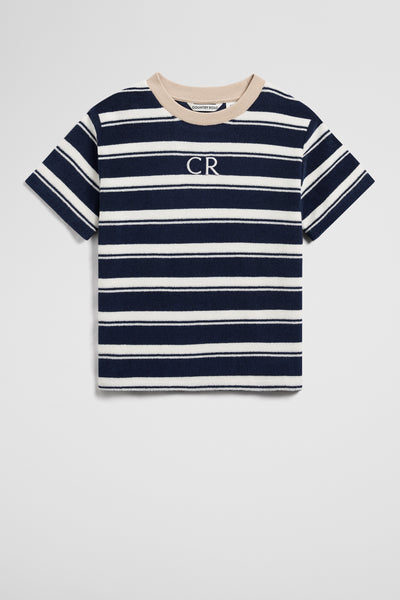 Australian Cotton Relaxed Fit Stripe Terry T-Shirt