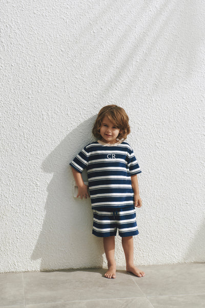 Australian Cotton Relaxed Fit Stripe Terry T-Shirt