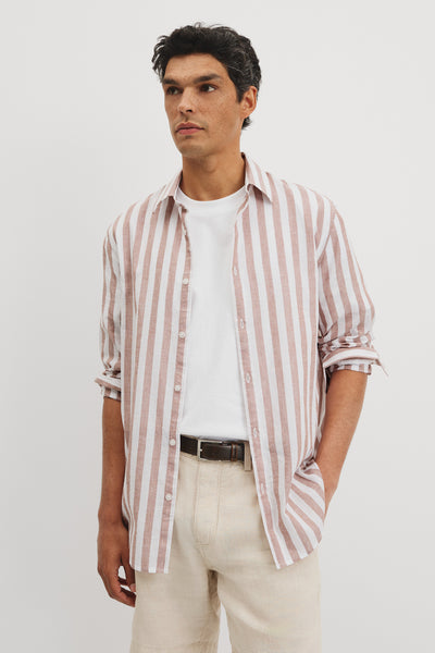 Cotton Linen Stripe Shirt