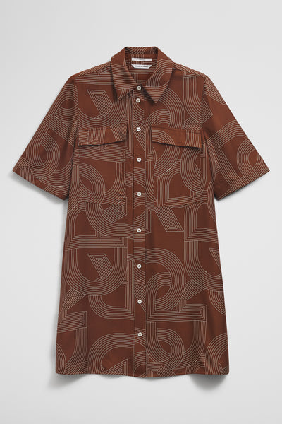 Logo Washable Silk Shirt Dress