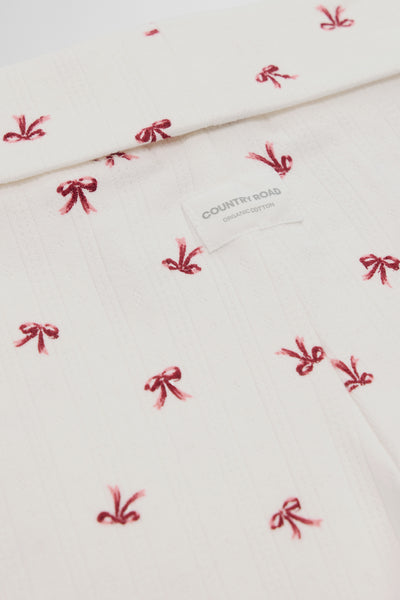 Organically Grown Cotton Blend Fold Over Pointelle Pant