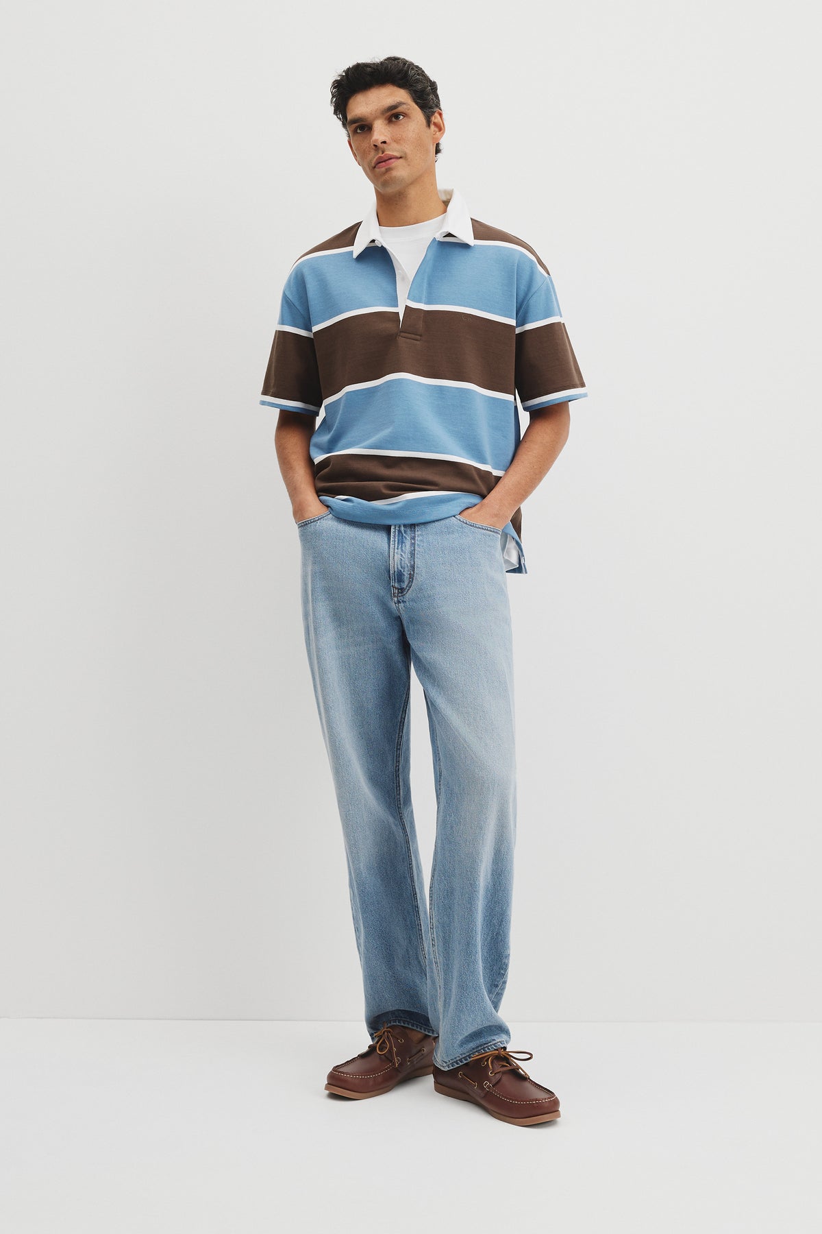 Short Sleeve Stripe Rugby Polo