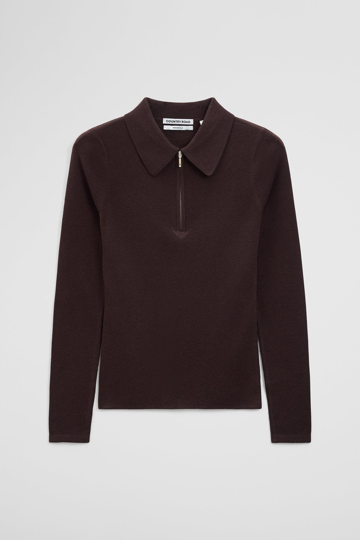 Merino Wool Silk Blend Collared Knit