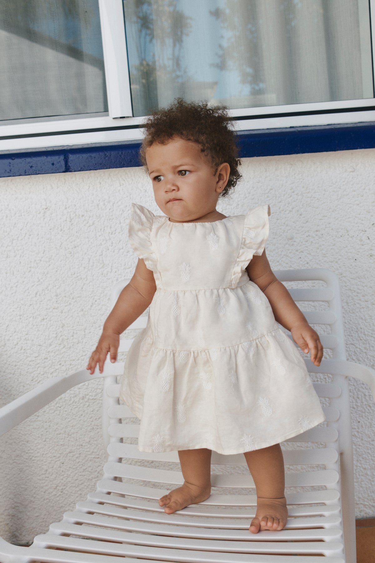 Sleeveless Frill Embroidered Dress