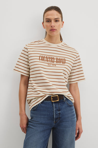 Australian Cotton Stripe Country Road T-shirt