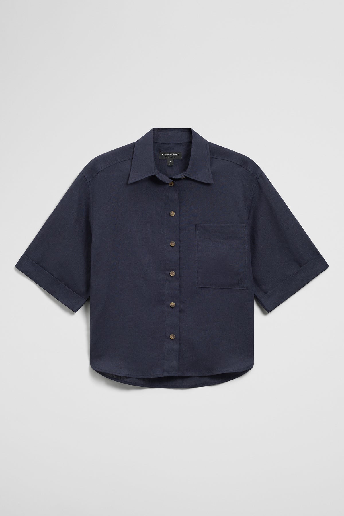 Short Sleeve Crop Linen Shirt