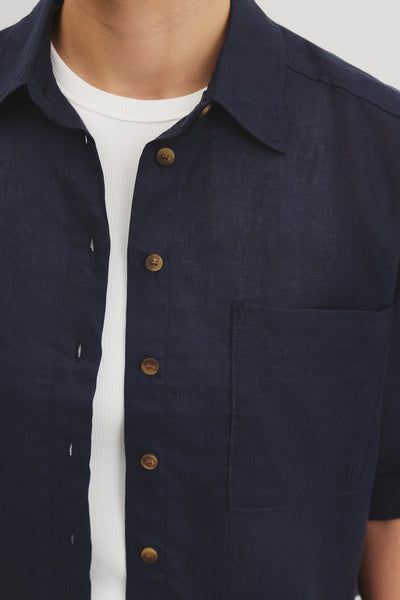 Short Sleeve Crop Linen Shirt