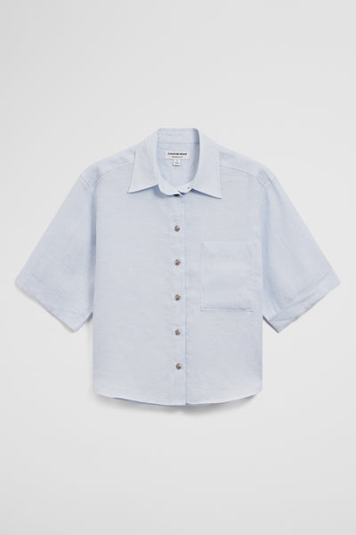 Short Sleeve Crop Linen Shirt