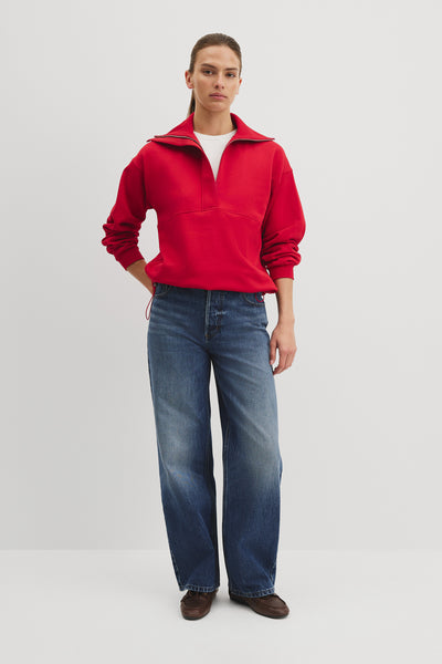 Zip Neck Placket Sweat