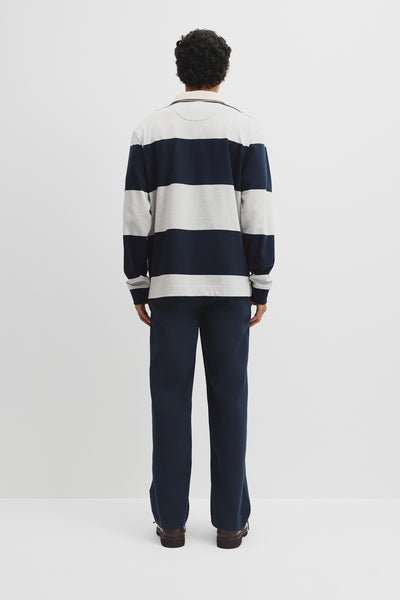 Long Sleeve Stripe Rugby Polo