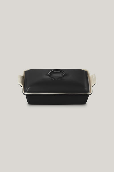Stoneware Heritage Covered Rectangular Dish 33cm - Matte Black - image 1