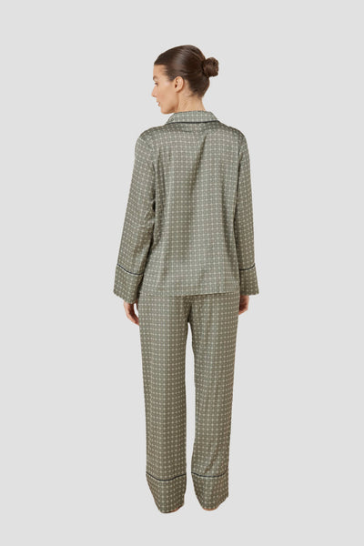Kienna Geo Printed Silky Satin Pj Set - Olive - image 4