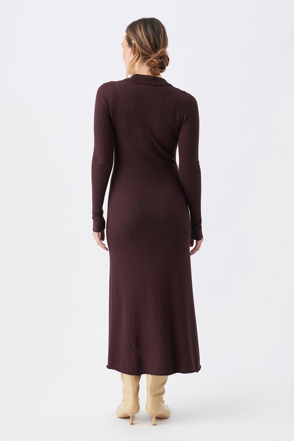Hollie Polo Knit Maternity Dress - Brown - image 4