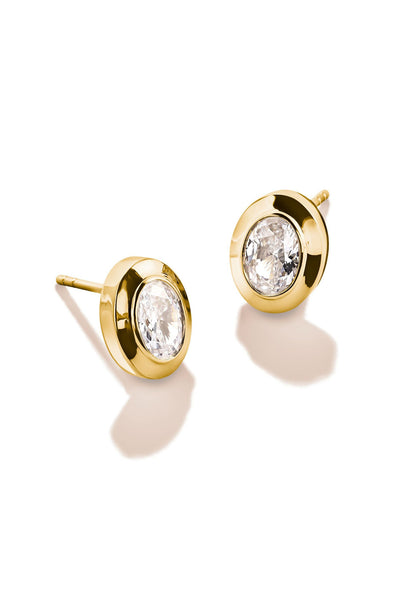Bold Stud Earring With Stones In Gold - Gold - image 2