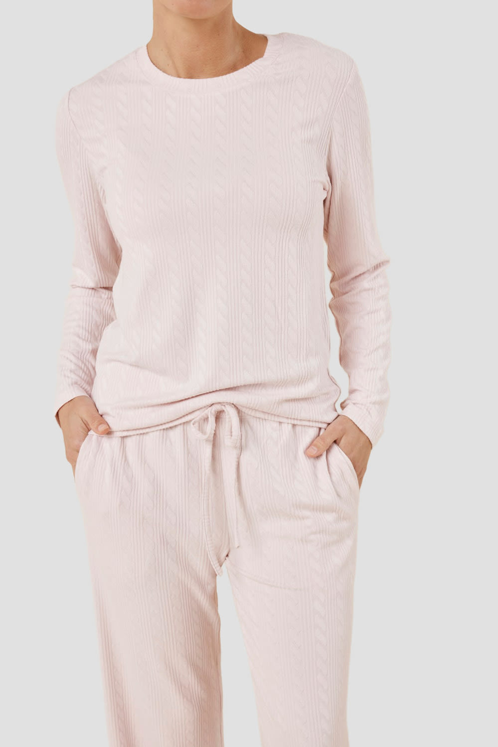Ellie Lightweight Velour Cable Knit Set - Pink - image 4