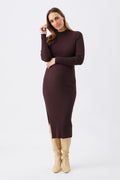 Nella Rib Nursing Knit Dress - Brown - image 1