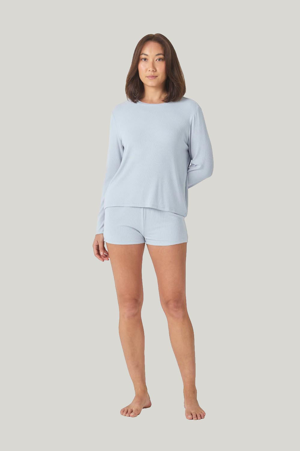 Avery Rib Lounge Mini Short - Powder Blue - image 4