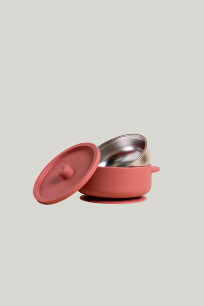 Fun Firsts Stainless Steel Bowl With Silicone Sleeve And Lid - Terracotta - image 2