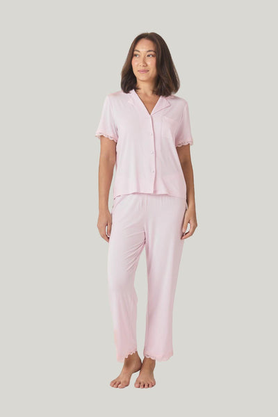 Dianne Bamboo Long Pj Set With Lace - Pink - image 1