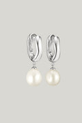 Hoop Earrings Pearl In Silver - Silver - image 1