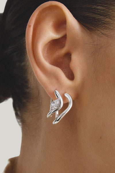 Hoop Earrings Wave-shaped In Silver - Silver - image 4