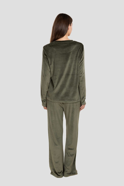 Thea Velour Long Lounge Set - Olive - image 3
