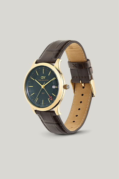 Pathfinder Gmt Brown-croc Green Gold Watch - Gold - image 4