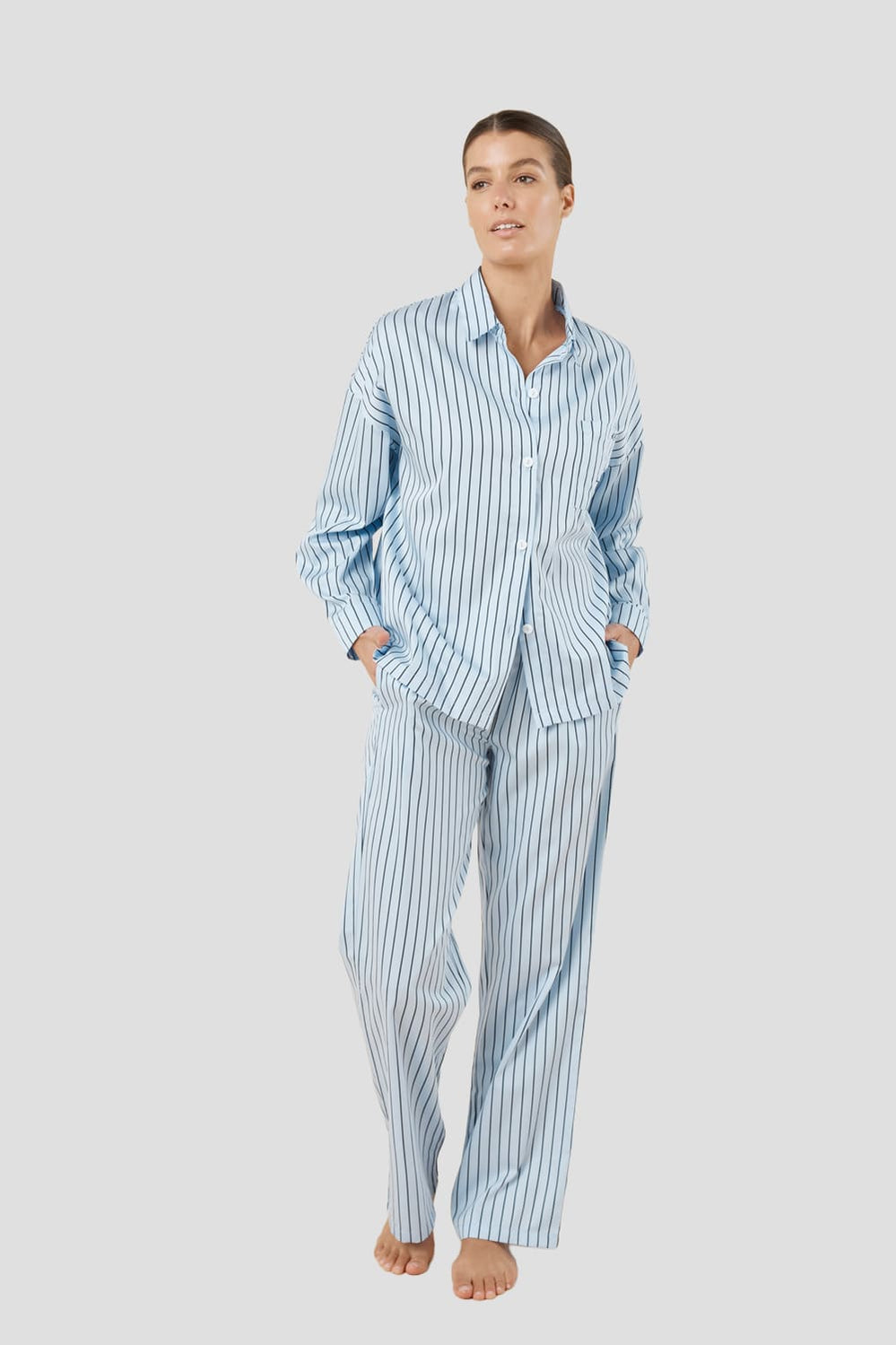 Willow Cotton Stripe Pj Set - Blue - image 1